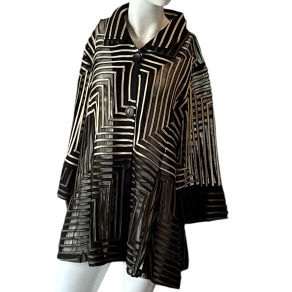 Damee Black & Gold Geometric Soutache on Mesh Jacket Size XXL - Picture 5 of 15